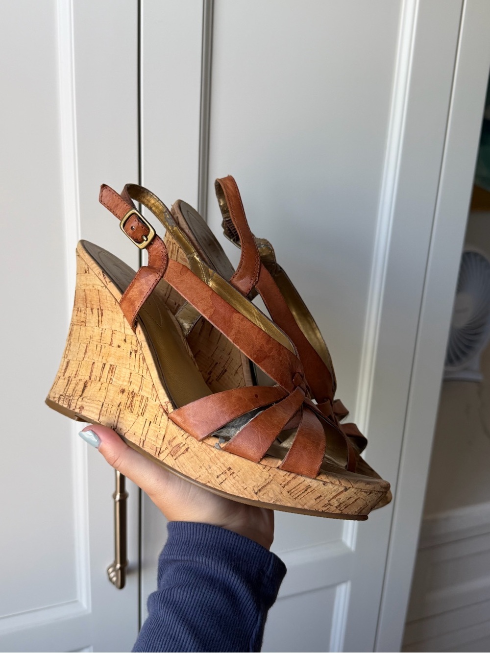 Vintage Brown Cork Wedge Sandals